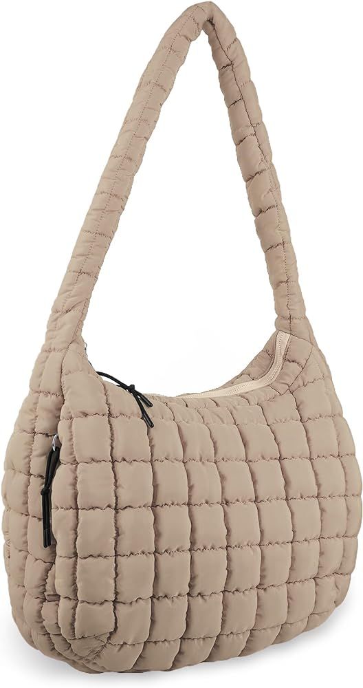 Quilted Puffer Tote Bag Purse Puffy Crossbody Shoulder Bag,Lightweight Nylon Hobo Bag Puffer Carr... | Amazon (US)
