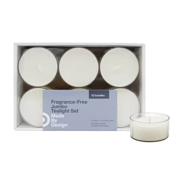 2.1" x 1" 12pk Unscented Tealight Candle Set - Made By Design | Target