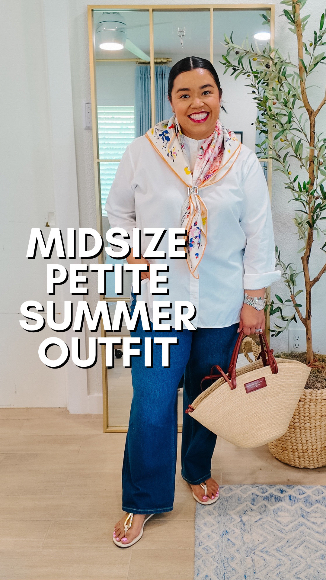 🌷@Spanx  sent me some amazing new arrivals that I’ll be sharing over the next week but here’s two of them today. My white tunic top is so easy to wear and I’m in a size Large. My jeans are the 90s Mid-rise straight jeans. I’m wearing an XL. I love that these have a tummy control panel. #spanxpartner 

🌷My sandals are from @macys  and I love that they have the gold detailing on them. They’ve been one of my go to summer sandals. 

🌷My bag is from @SEZANE  and this is my second season wearing it. It’s held up great and is definitely one to add to your collection. It’s a splurge so I’ve linked some amazing alternatives. 

🌷My scarf is Hermes and the name is Emile Et Une Nuit and I love that there’s animals playing poker and just having a party. I got this one when we were in Milan a couple years ago. 
 
🌷My bag is from @SEZANE and this is my second season wearing it. It’s held up great and is definitely one to add to your collection. 

🌷Classic outfit, spring outfit, modest fashion, petite fashion, mid size fashion, how to style spring clothes for short girls, summer capsule wardrobe, summer outfits I’ve worn recently, Teacher outfits, date night outfits, back to school outfits, concert outfit ideas, summer outfits over 40, Smiles and pearls

#LTKCon #LTKOver40 #LTKPetite