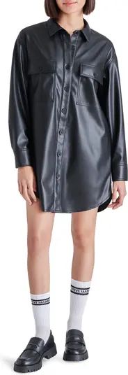 Oversize Faux Leather Mini Shirtdress | Nordstrom