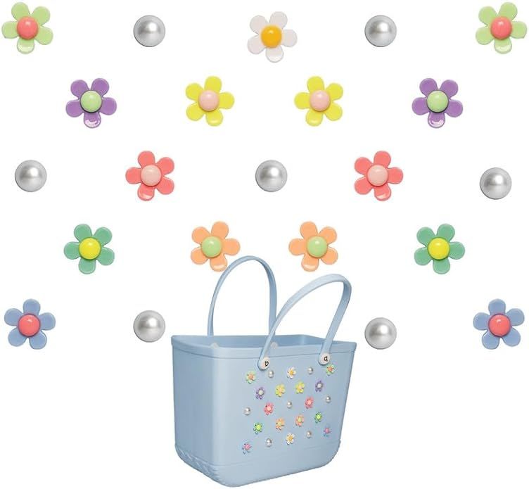 Flower Charms Compatible with Bogg Bag＆Simply Southern Totes, Pearl Bag Bits Insert Charm Acces... | Amazon (US)