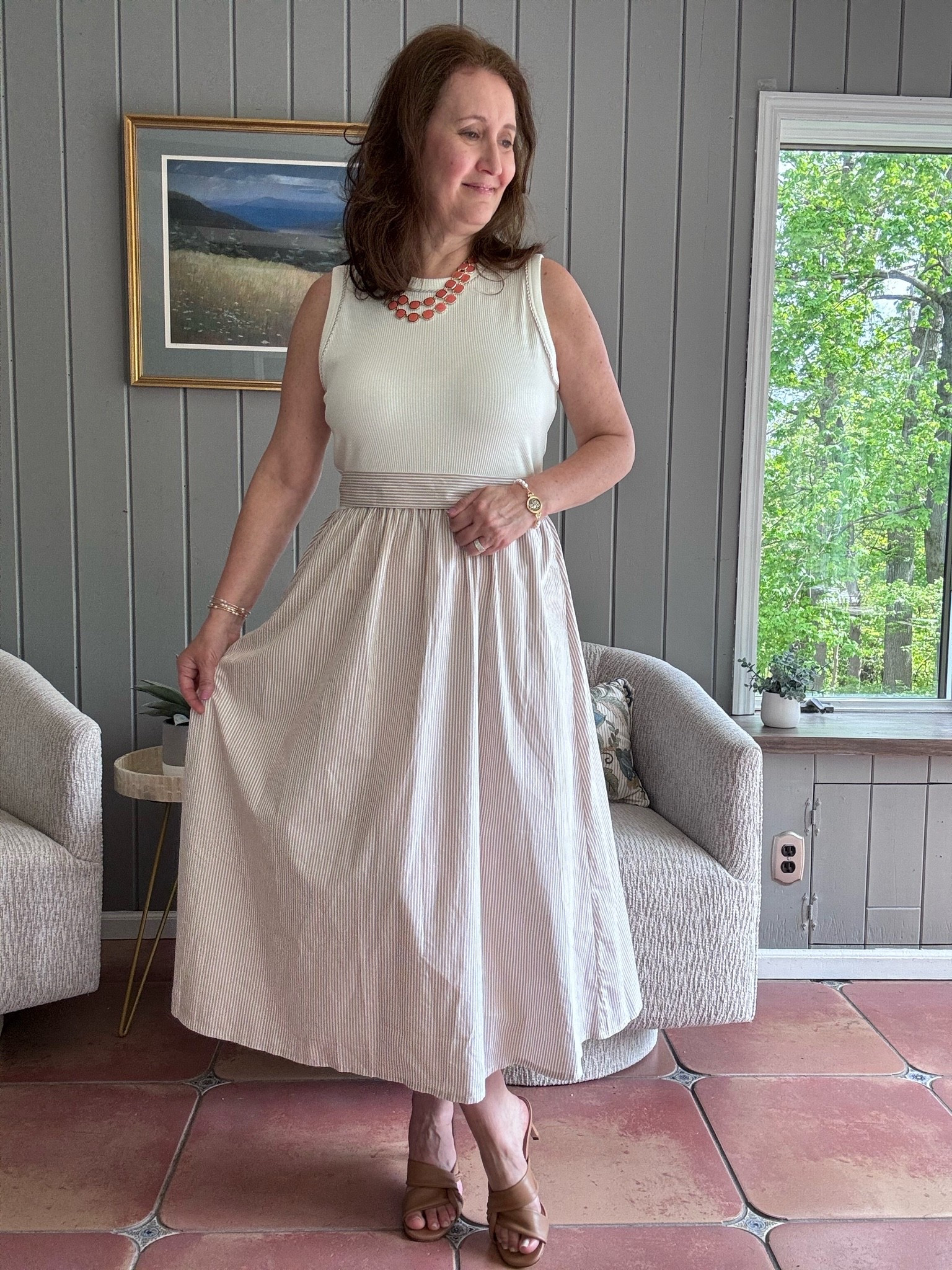 Easy summer dress. Light and flowy. Pairs nicely with my sandals from Inez. Code Theresa15 for a discount.
My necklace is old. 
Code BF20 off jewelry I linked.

#LTKMidsize #LTKSeasonal #LTKOver40