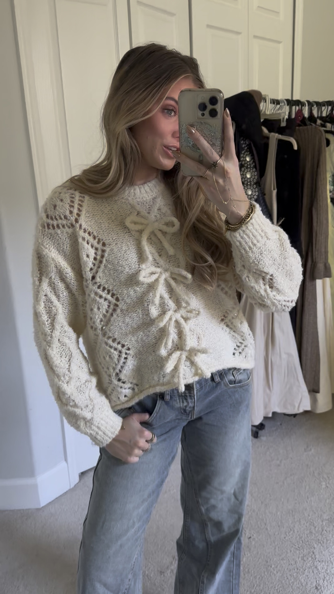 Forever 21 Haul! I wear size 25, XS, 5’4! The cutest valentine day outfit inspo, Valentine’s Day. A fuzzy knit sweater featuring an open-knit construction, bow front embellishments, dropped long sleeves, a crew neck, and cropped hem.

#LTKFindsUnder50 #LTKWatchNow #LTKSeasonal