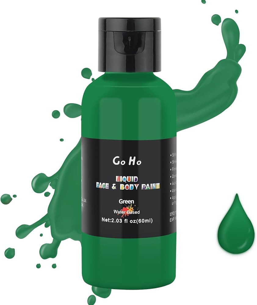 Go Ho Liquid Green Face Body Paint(2.1 oz),Green Makeup Water Based Face Paint and Body Paint for... | Amazon (US)