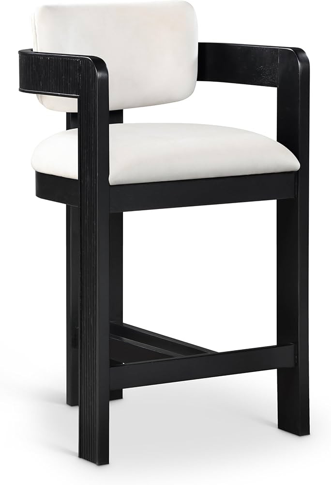 Meridian Furniture 11078Cream-C Sacha Collection Art Deco Stool with Ultra Luxe Cream Velvet, 460... | Amazon (US)