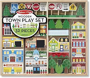 Melissa & Doug (FFP) - Pretend Play Wooden Town Play Set For Kids With Storage | Amazon (US)