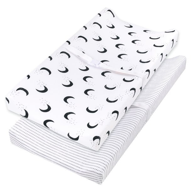 Little Star Organic 100% Pure Organic Cotton Changing Pad Cover, 2 Pk, White-To the Moon and Back | Walmart (US)
