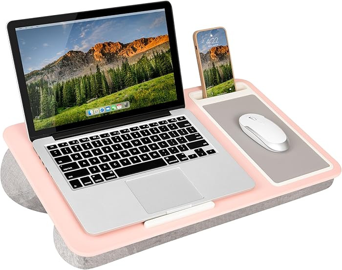 LAPGEAR Home Office Lap Desk with Device Ledge, Mouse Pad, and Phone Holder - Pink - Fits up to 1... | Amazon (US)