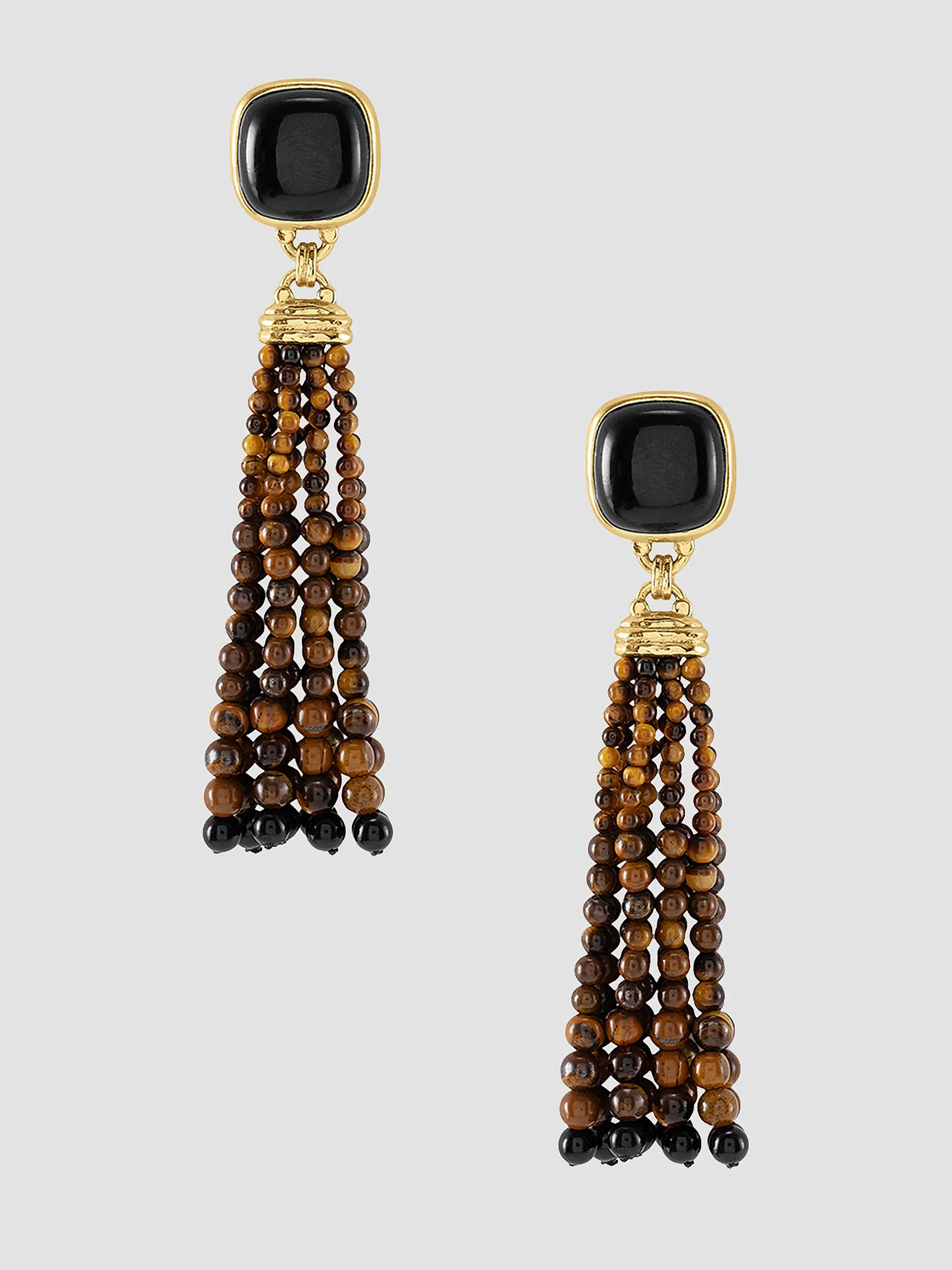 Forza 18K-Gold-Plated, Tiger's Eye & Black Onyx Tassel Earrings | Saks Fifth Avenue