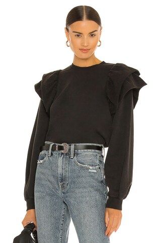 PISTOLA Dylan Ruffle Sweatshirt in Black Sky from Revolve.com | Revolve Clothing (Global)