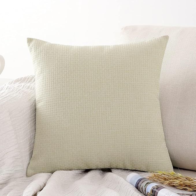 Jepeak Woven Textured Throw Pillow Cover Cushion Case Polyester Linen Square Farmhouse Decorative... | Amazon (US)