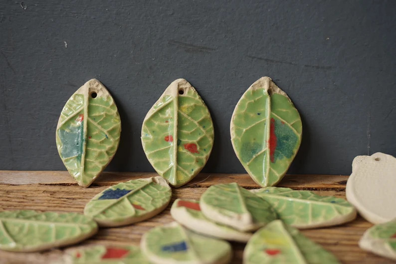 5 Ceramic LEAF Tiles / Mosaic Tile Set / Ornament / Wall Art - Etsy | Etsy (US)
