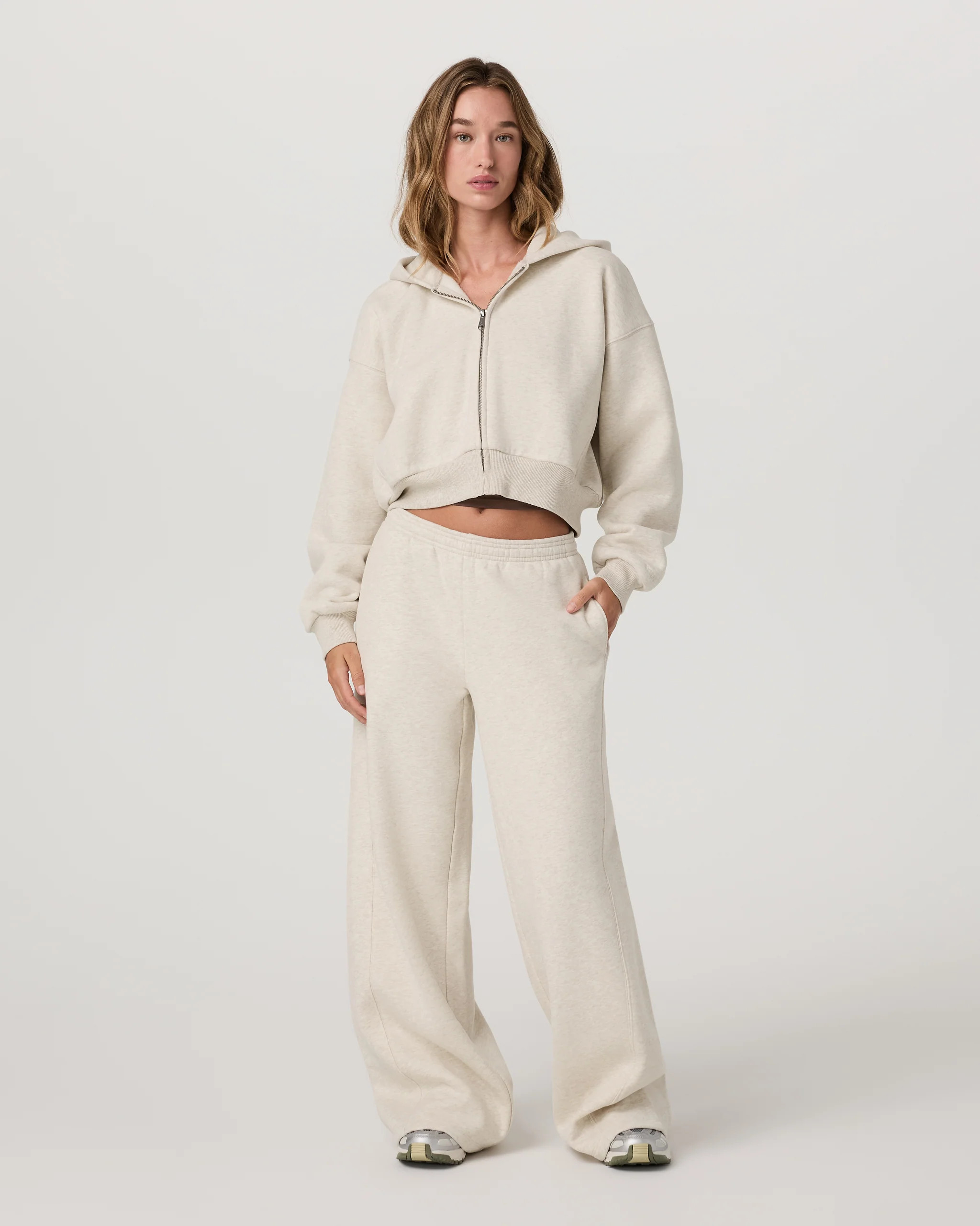 Restore Mini Full Zip Hoodie | Bone Heather Jacket | Vuori | Vuori Clothing (US & Canada)