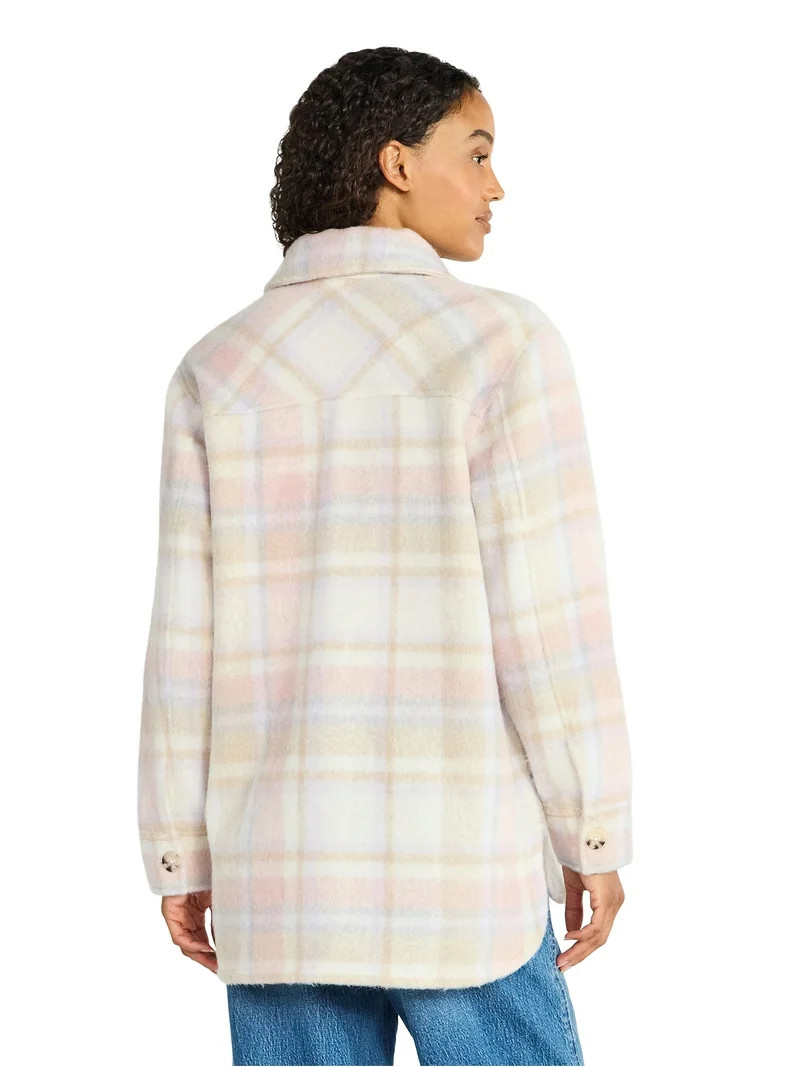 Time and Tru Women's Brushed Plaid Shacket, Sizes XS-XXXL | Walmart (US)