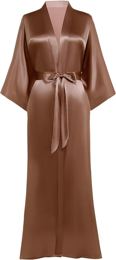 PRODESIGN Satin Kimono Robe Women Long Silky Kimono Bathrobe Sleepwear Wedding Bridesmaid Robe | Amazon (US)