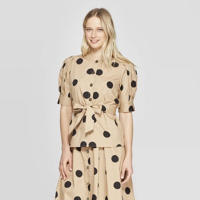 Women's Short Sleeve Crewneck Button Front Tie Waist Top - Who What Wear™ | Target