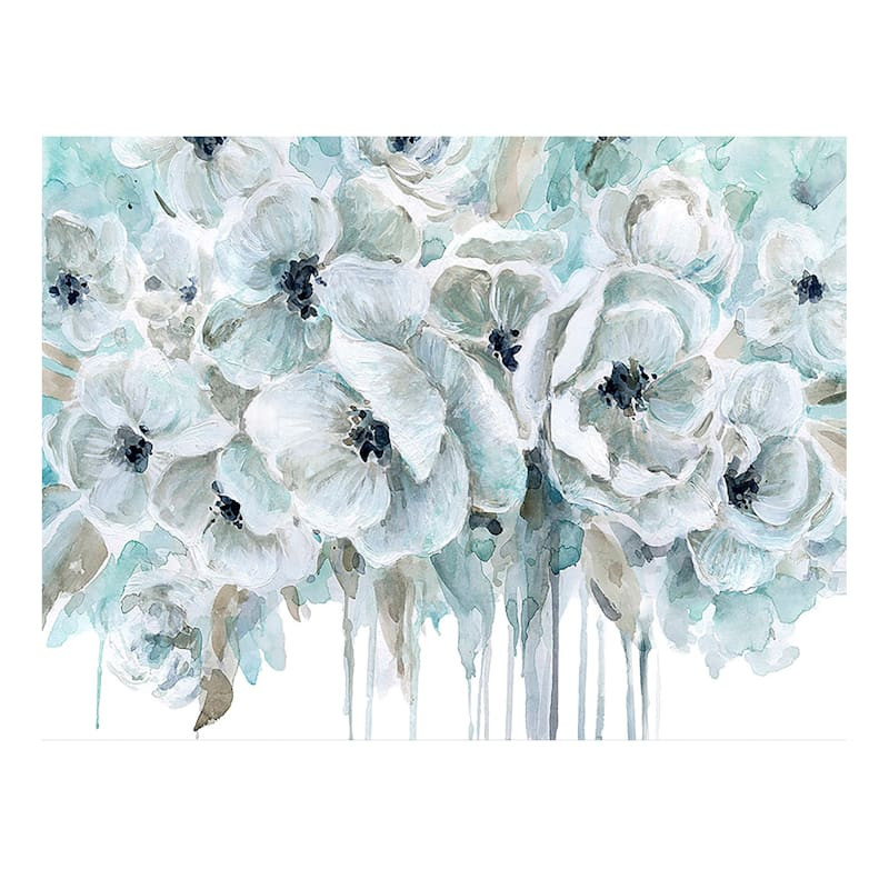 Teal Floral Canvas Wall Art, 30x40 | At Home