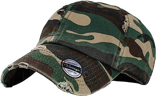 KBETHOS KBE-VINTAGE CAM Vintage Washed Cotton Baseball Cap, Camo | Amazon (US)