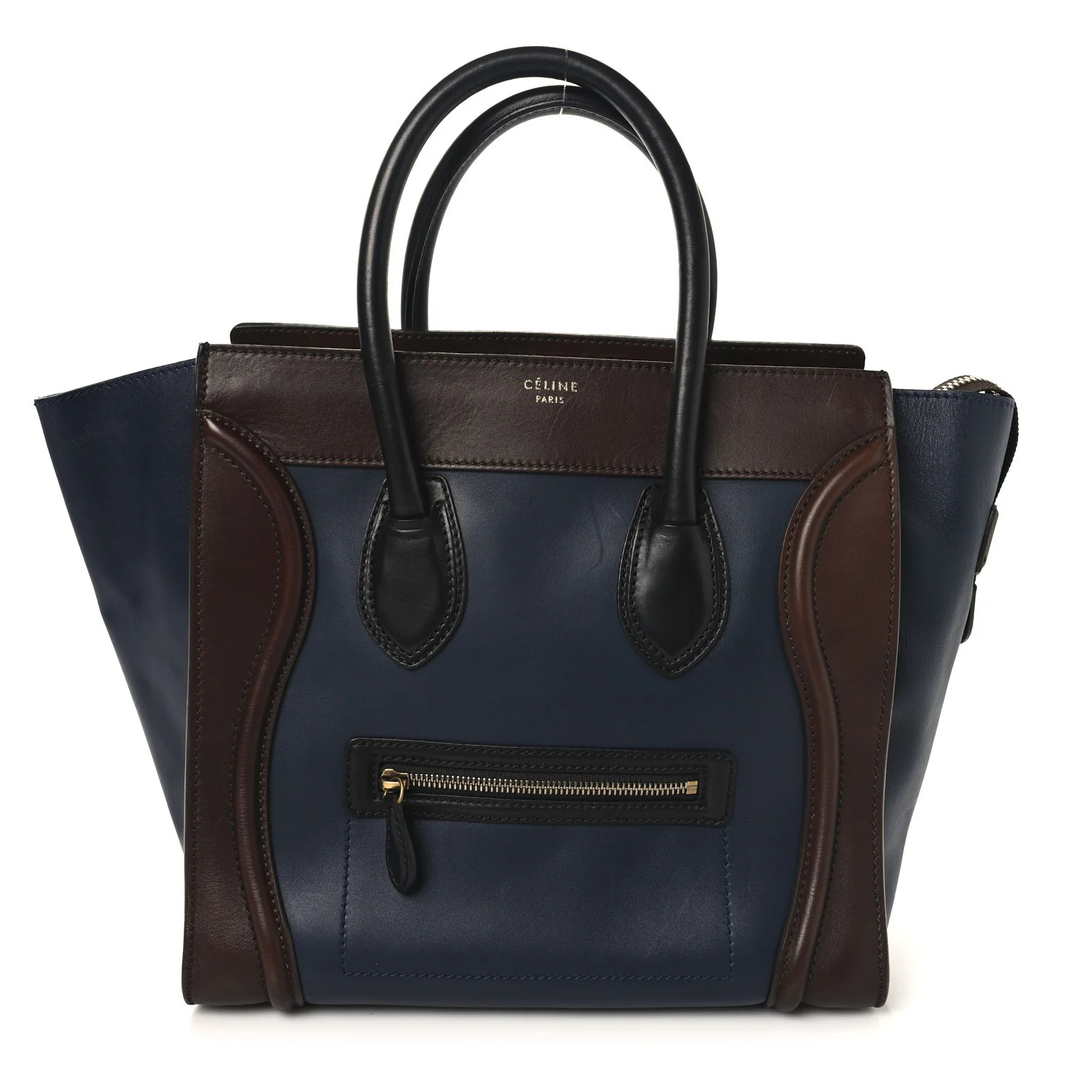 Smooth Calfskin Mini Tri-Color Luggage Navy | FASHIONPHILE (US)