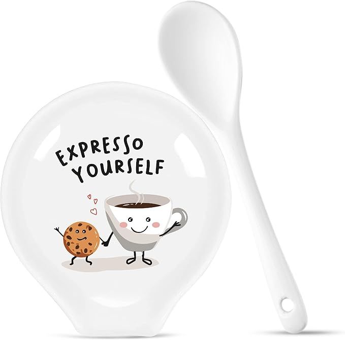 Four Inch- Coffee Spoon Rest , Coffee Spoon Holder , Kitchen Spoon Rest, Spoon Rest Ceramic , Cut... | Amazon (US)
