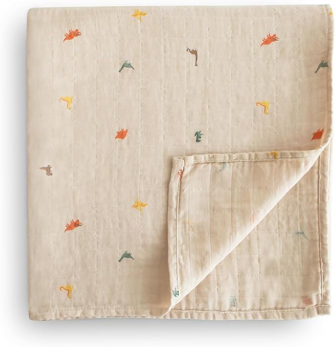 mushie Muslin Baby Swaddle Blanket | 100% Organic Cotton (Dinosaurs) | Amazon (US)