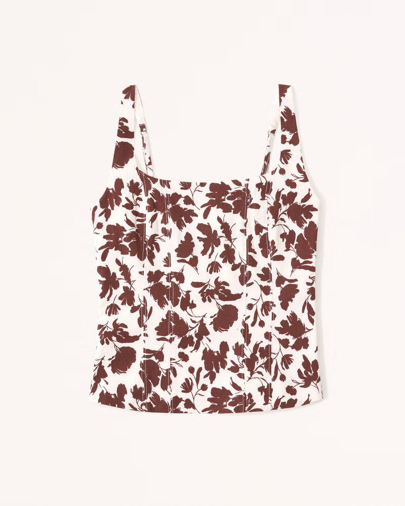 Cotton-Blend Squareneck Corset Top | Abercrombie & Fitch (US)