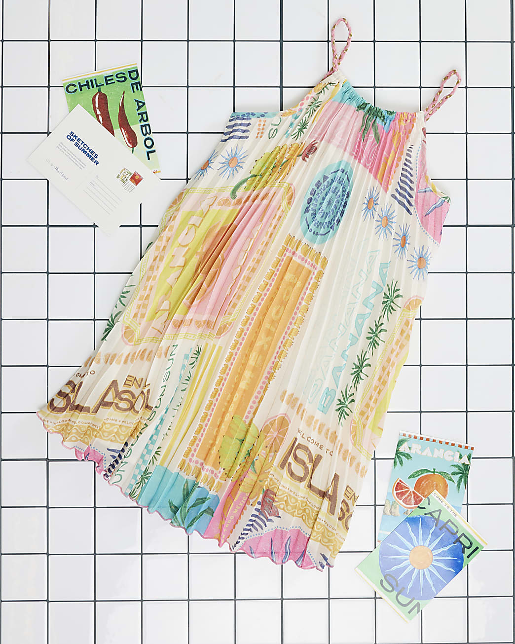 Girls Multi Colour Atlas Plisse Dress | River Island UK & IE