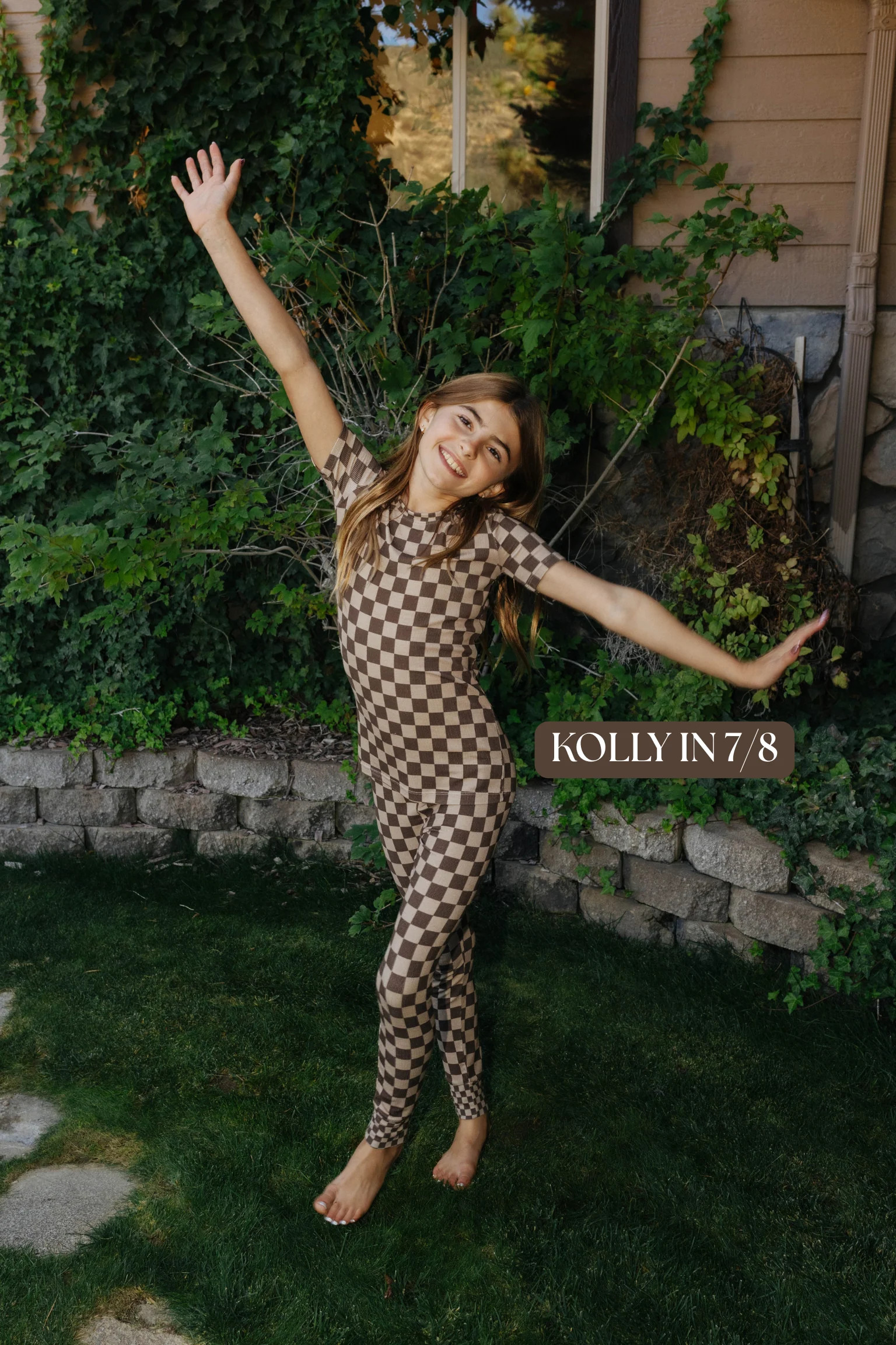 Kid Brown Check Pajama Set | Staykation