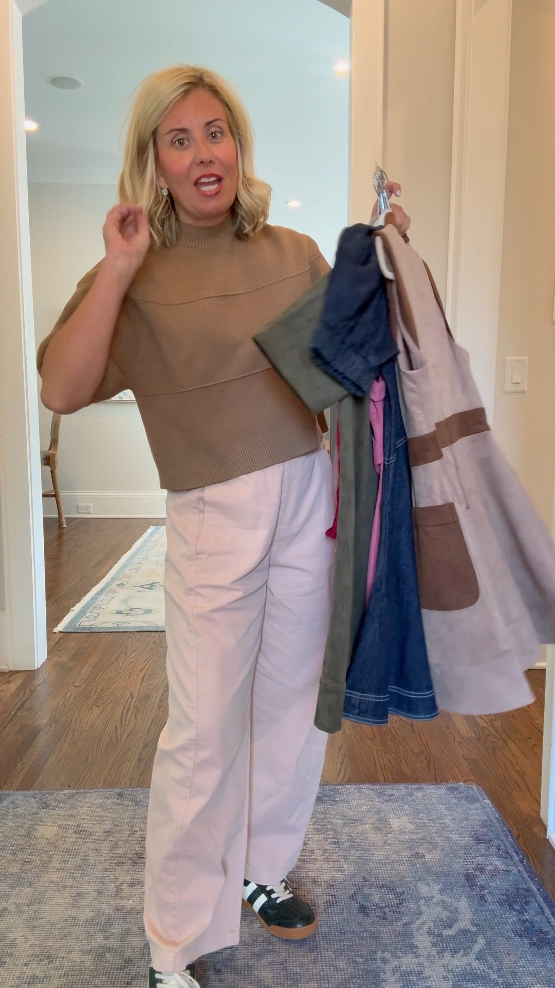 Your Anthro go-to girl here with fabulous new pieces!!
Sizing:
Pink Suede Dress - small
Denim Dress - xs
Green Suede Dress - xs
Brown Suede Dress - small
Top - xs
Izzie Pants - small petite
Sneakers & Heels & Boots - 8 tts
@Anthropologie
