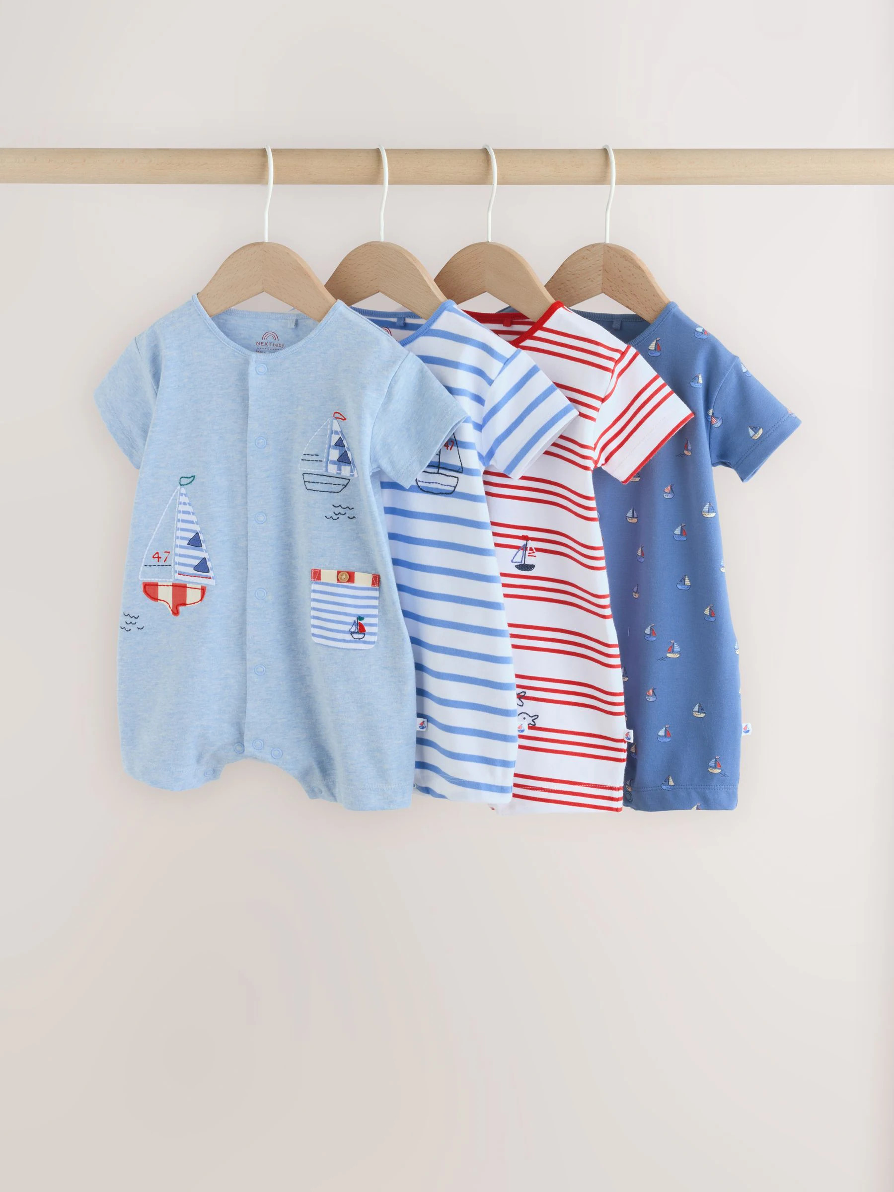 Buy Blue Nautical Jersey Baby Rompers 4 Pack from Next Norway | Next EU