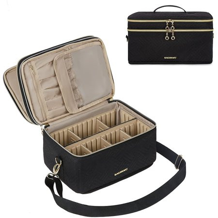 Large Makeup Bag BAGSMART Cosmetic Cases Double Layer Makeup Organizer Protable Travel Makeup Train  | Walmart (US)