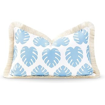 Hofdeco Premium Coastal Hampton Style Patio Indoor Outdoor Lumbar Pillow Cover Only, 12"x20" Wate... | Amazon (US)
