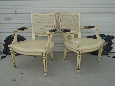 PAIR Chairs French Provincial Country Hollywood Regency Cane 2 Palm Beach arms | eBay US
