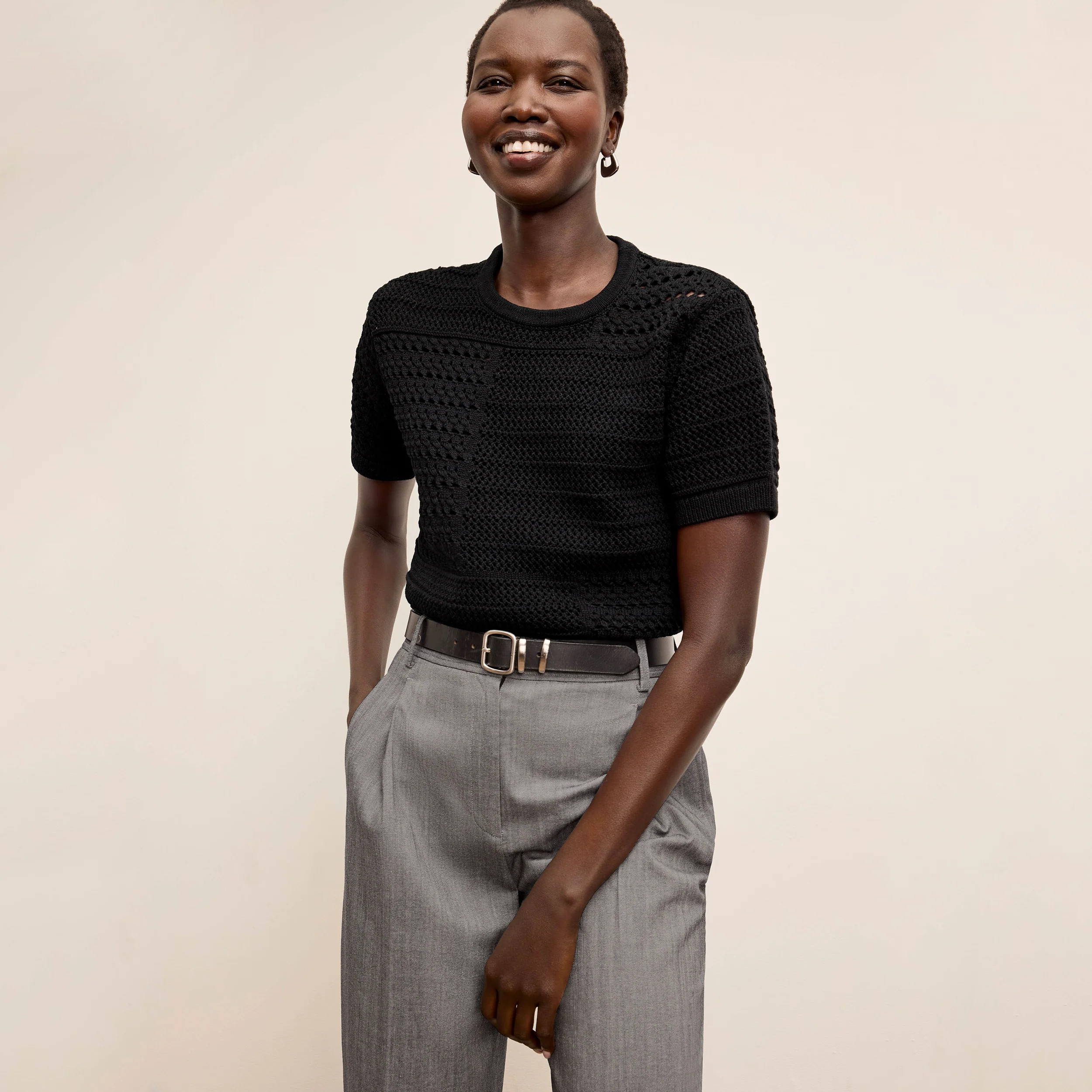 Sina Top - Crochet Knit  :: Black | MM LaFleur