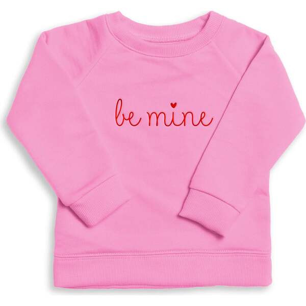 The Organic Embroidered Pullover Sweatshirt, Malibu Pink Be Mine | Maisonette