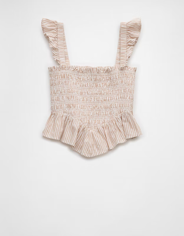 AE Bella Smocked Square Neck Crop Top | American Eagle Outfitters (US & CA)
