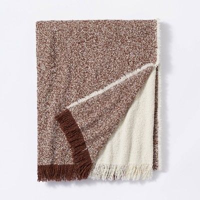 Color Block Boucle Throw Blanket Cream/Mahogany - Threshold™ designed with Studio McGee | Target