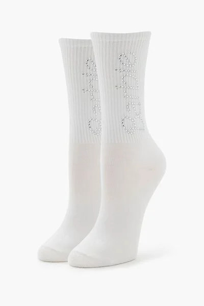 Rhinestone Barbie Crew Socks | Forever 21
