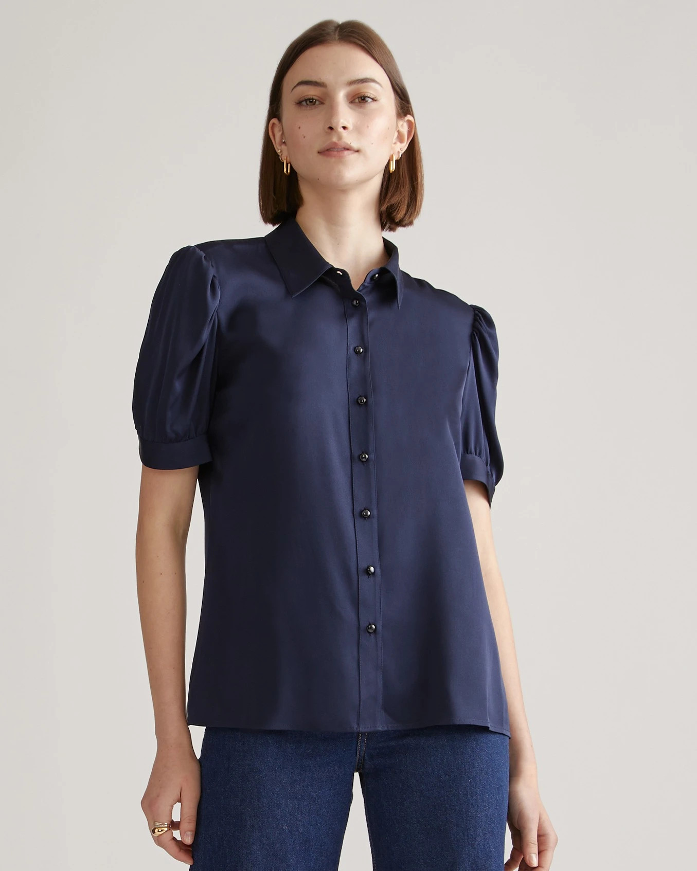 Washable Stretch Silk Puff Sleeve Blouse | Quince