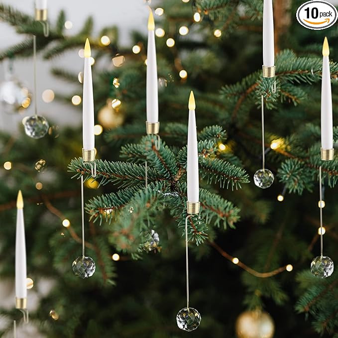 Christmas Tree Candles, 10 Pack Flameless Taper Candles for Christmas Tree Decor, LED Candles Bat... | Amazon (US)