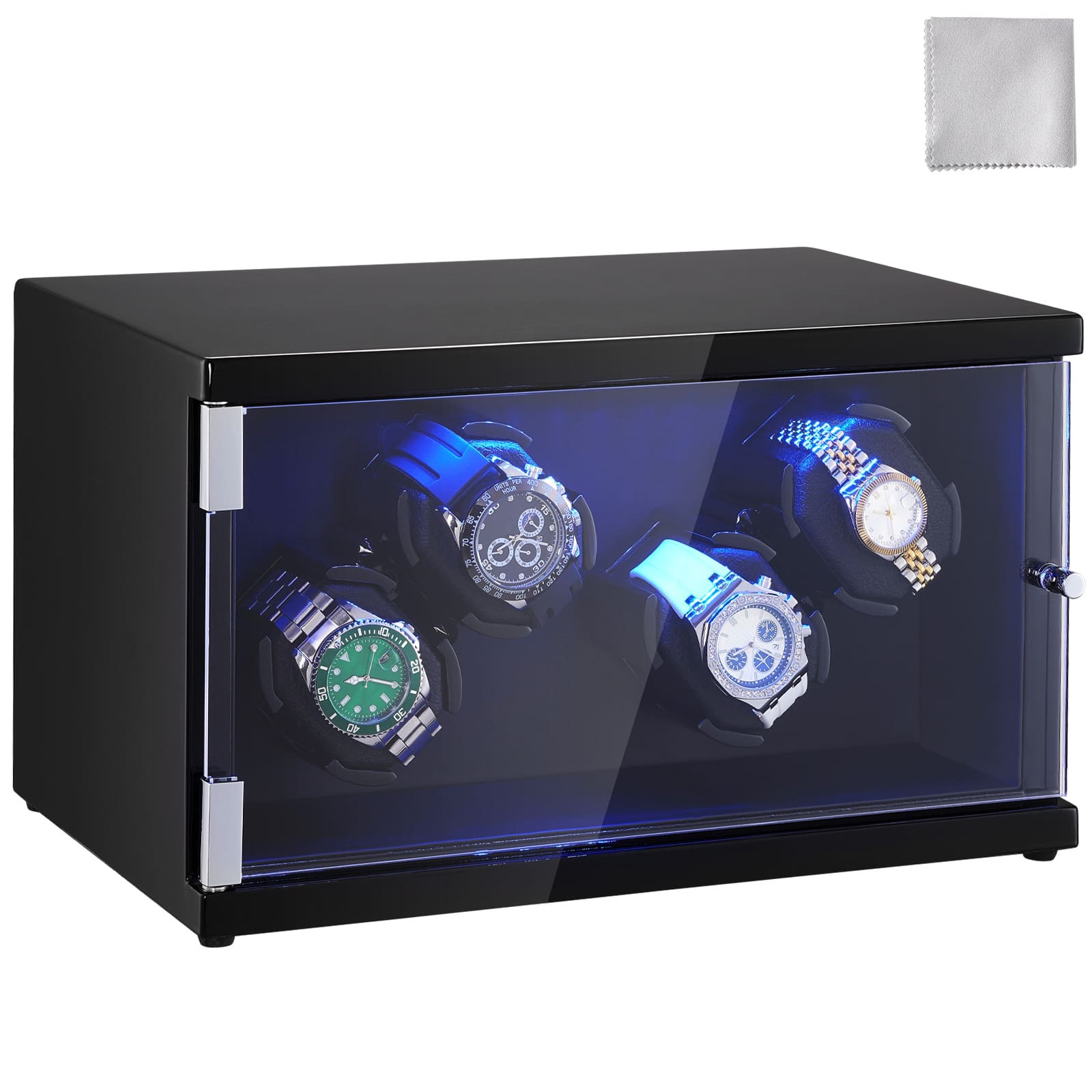 VEVOR - Watch Winder, Watch Winder for 4 Men's and Women's Automatic Watches, with 2 Super Quiet Japanese Mabuchi Motors - Black | Best Buy U.S.
