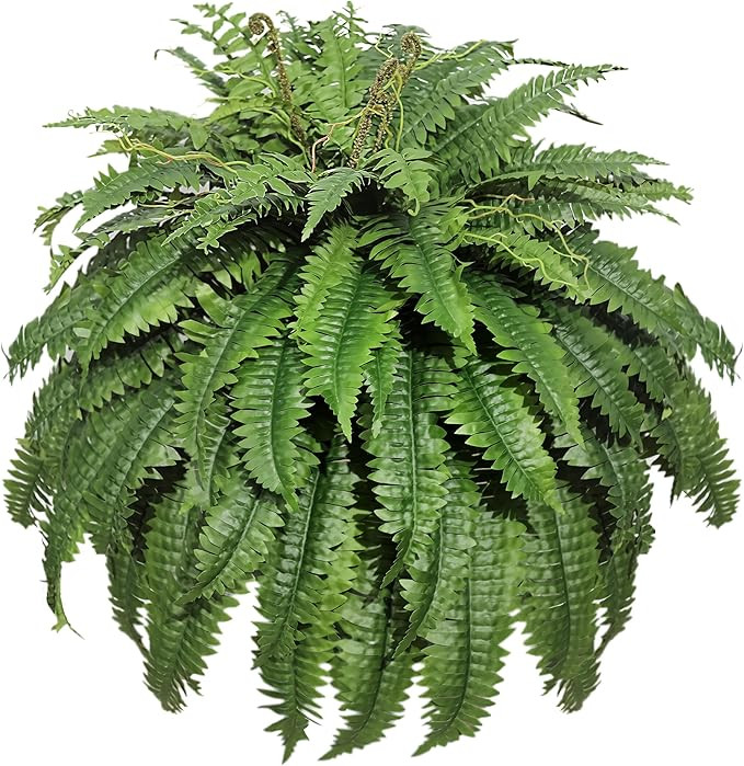 Large Artificial Ferns for Outdoor 98 Branches Fake Fern 48" Faux Boston Ferns Silk Plant Uv Resi... | Amazon (US)