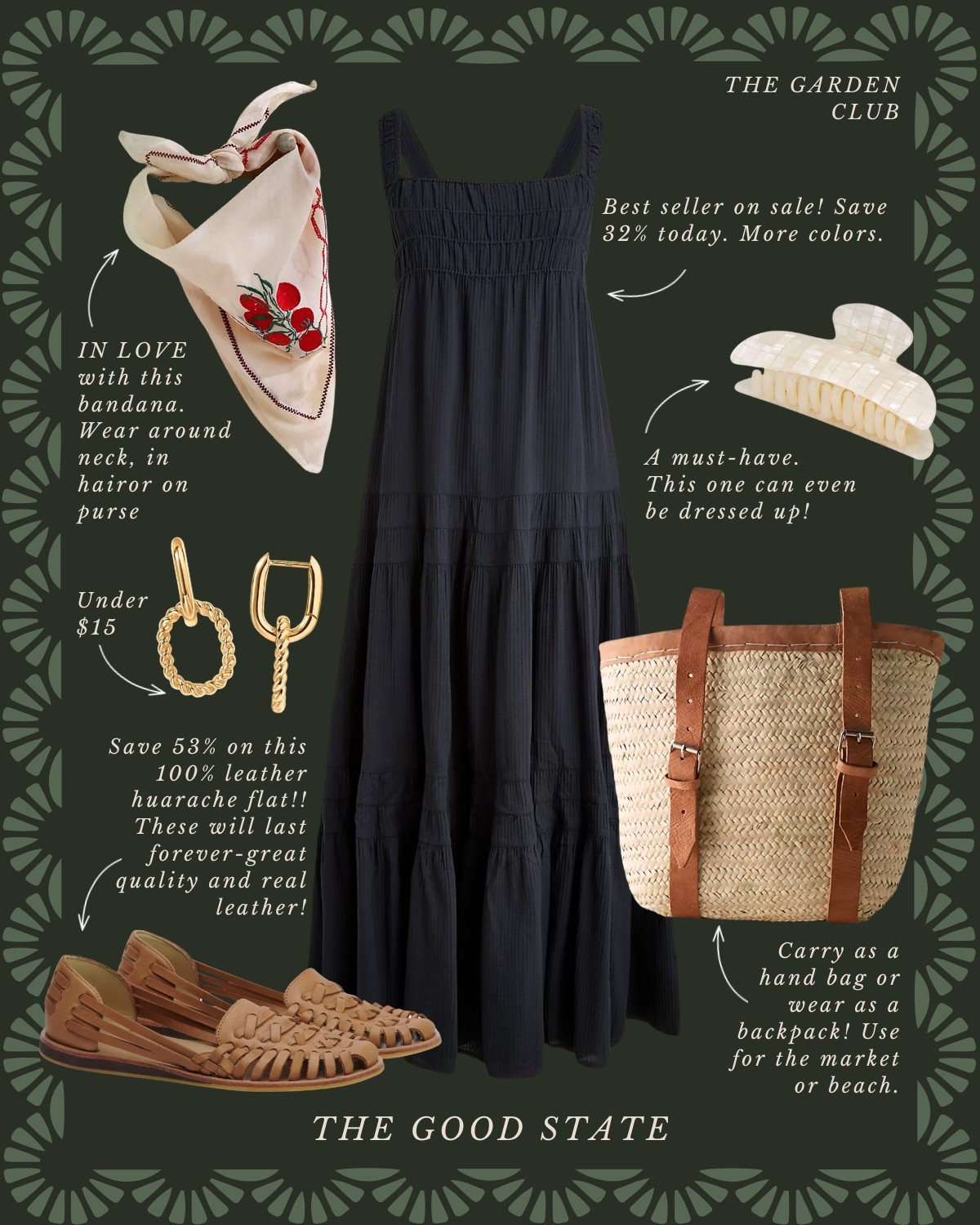 This collection is for the garden girlies who find joy in being outside—rain or shine. For the ladies dressing a little brighter this time of year, wearing all the florals, and who have (or need) a cute rain jacket or colorful umbrella to make rainy days a little happier. This collection is for the ladies giving gardening a try for the first time or those tending to the same garden they have poured their heart and soul into for years. For those cultivating the soil of their hearts and homes too. For the girlies who love earth tones and blooming colors too. 

The good state, Lauren England, terrain, Anthropologie, Amazon, Amazon home, Amazon beauty, spring fashion, summer fashion, maxi dress, casual outfit, crochet top, gardening, flowers, florals, spring outfit, wreath, pottery barn, nordstrom, coffee table book, LL Bean, clean beauty, wedding guest dress, bag, tote, purse, woven purse, rain boots, Sunhat, flat, JCrew JCrew factory, white dress, sunglasses, quince, gold necklace, summer outfit, summer style, summer fashion, sale, ootd, 


#LTKFindsUnder50 #LTKStyleTip #LTKSaleAlert