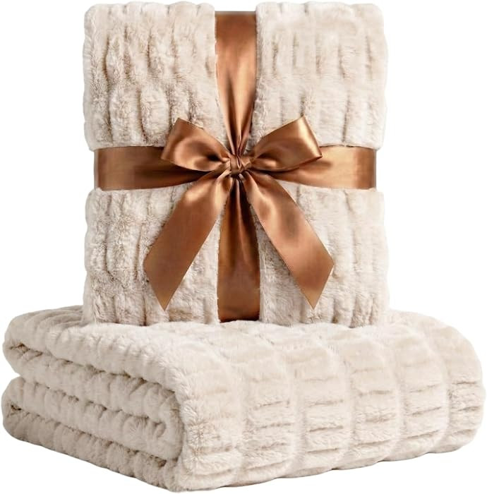 Luxury Concepts Soft Faux Rabbit Fur Throw Blanket - 50" x 60", Elegant Ruched Design Blanket, Ma... | Amazon (US)