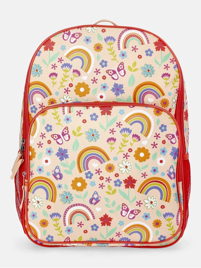 Wonder Nation Kids' 17" Rainbow Gardens Backpack, Coral Rose | Walmart (US)