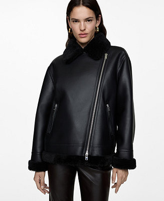 Mango Women's Faux Shearling-Lined Jacket - Macy's | Macy's