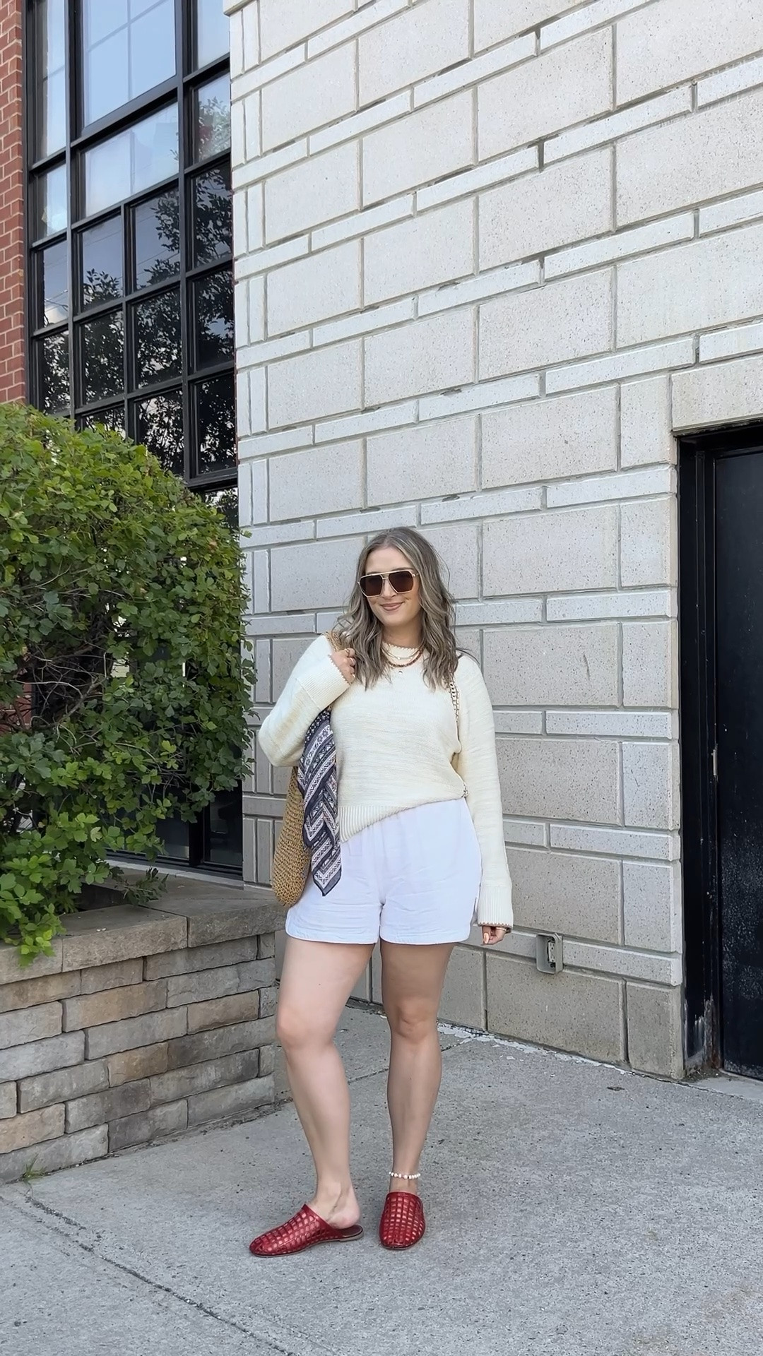 Comfy ootd! Wearing my usual size L in the sweater. White shorts are old, linked similar! Jelly shoes are quite comfy, I’m usually a 9.5-10 shoe and wear a 10. Canadian shoes link under “similar products”

#LTKsummer #LTKsale #LTKmidsize