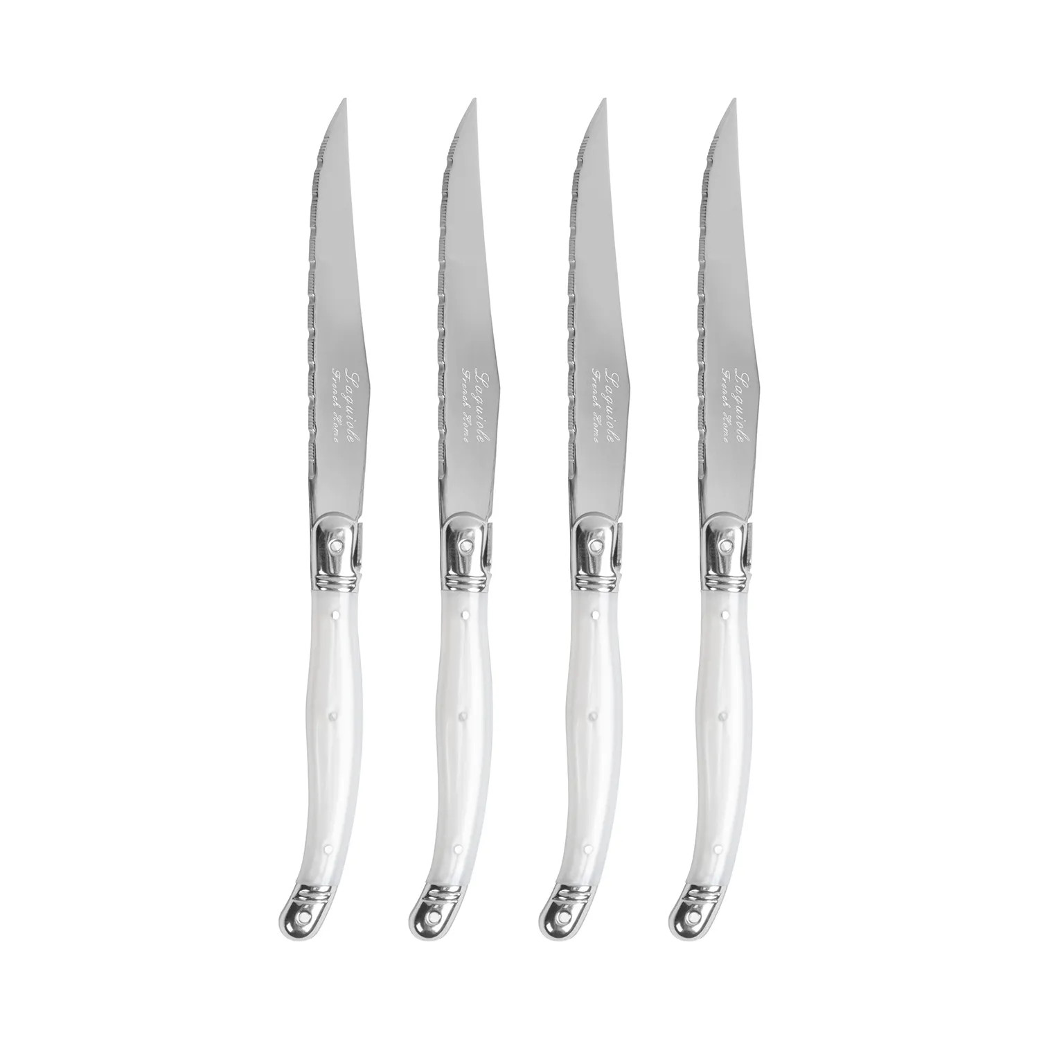 French Home Laguiole Steak Knives, Set of 4 in Light Gray | Sur La Table