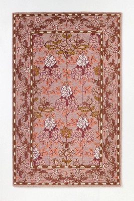Tufted Hooked Wool Floral Border Rug | Anthropologie (US)