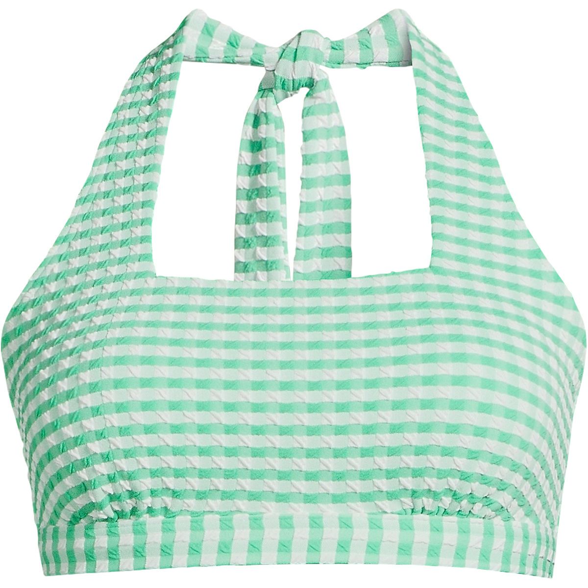 Women's Gingham Square Neck Halter Bikini Swimsuit Top | Lands' End (US)